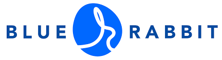 Blue Rabbit logo with stylized rabbit icon – Cornerstone Animal Hospital Logo for Blue Rabbit featuring a minimalist white rabbit outline inside a solid blue oval shape with the name in bold blue text – Cornerstone Animal Hospital